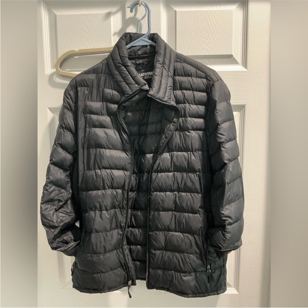 Black Quilted Puffer Coat with Sheen